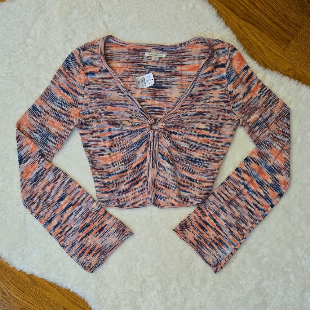 American Eagle Multicolor Bell Sleeve Cropped Cardigan, Womens M, NWT